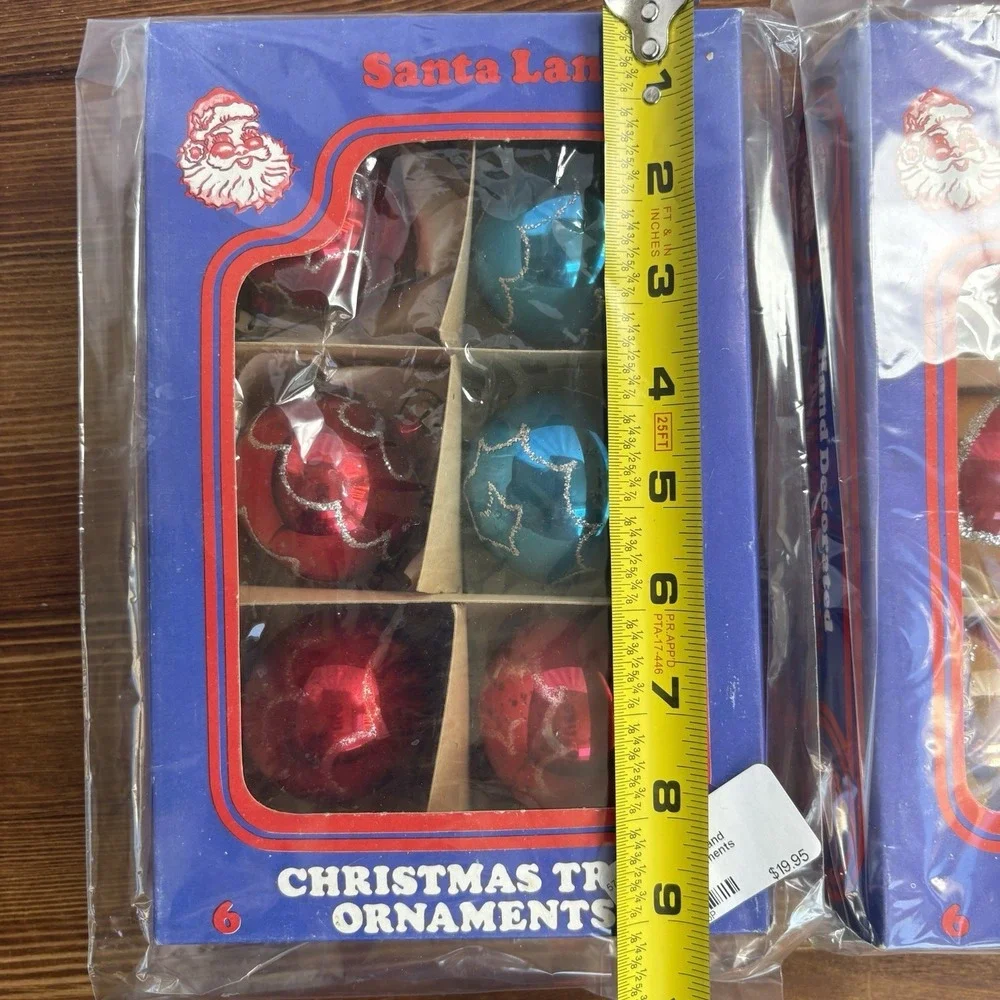 Santa Land Glass‎ Christmas Ornaments Lot of 12 Red Gold Blue Mercury Glass